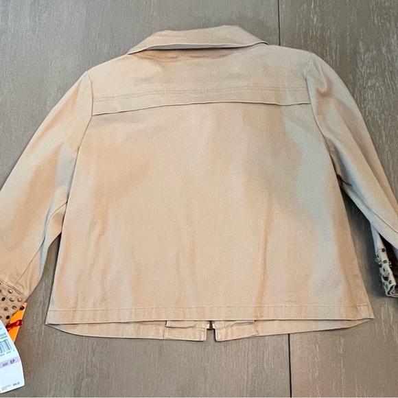 New Ruby Rd. Petite khaki zip up short jacket with stone embellishments -size 6P - Picture 8 of 12